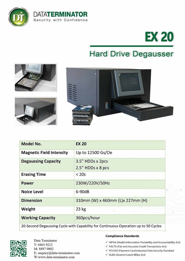 EX 20 Hard Drive Degausser